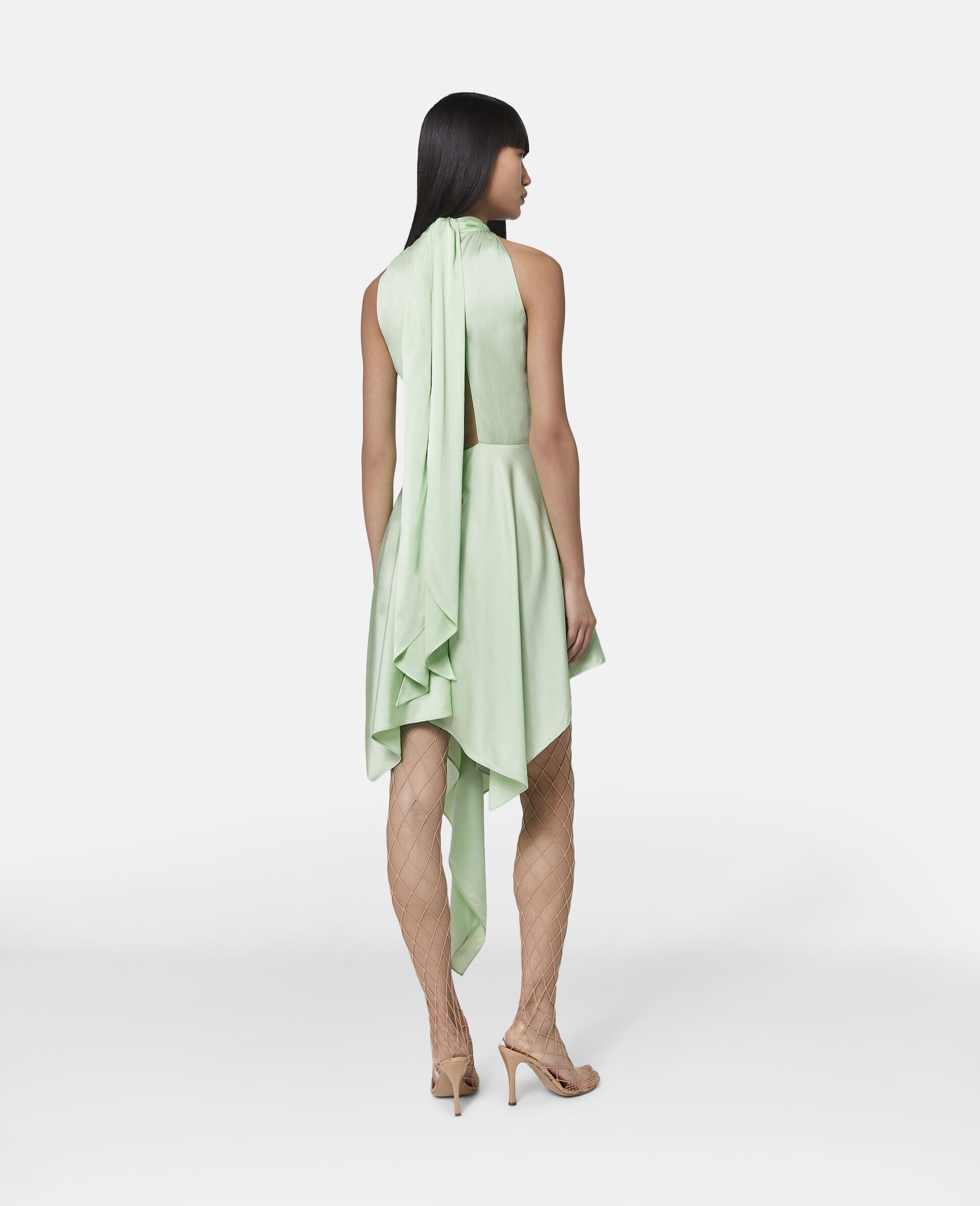 Halterneck Asymmetric Midi Dress - 3