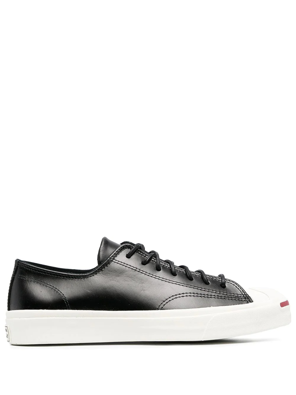 lace-up low-top leather trainers - 1