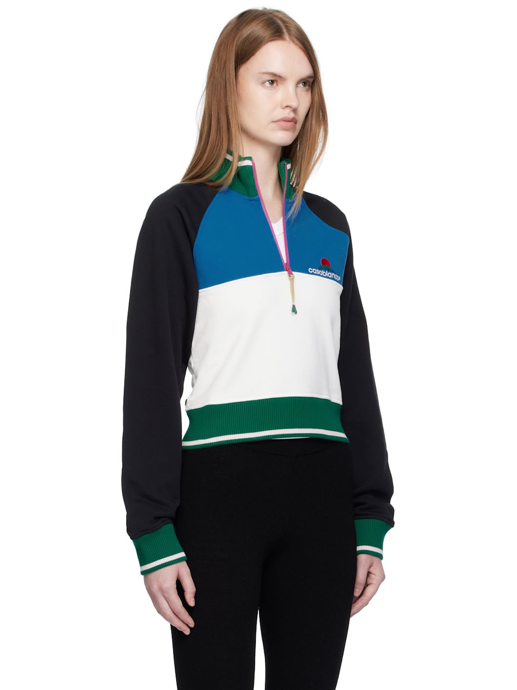 Multicolor Quarter Zip Colorblock Sweatshirt - 2