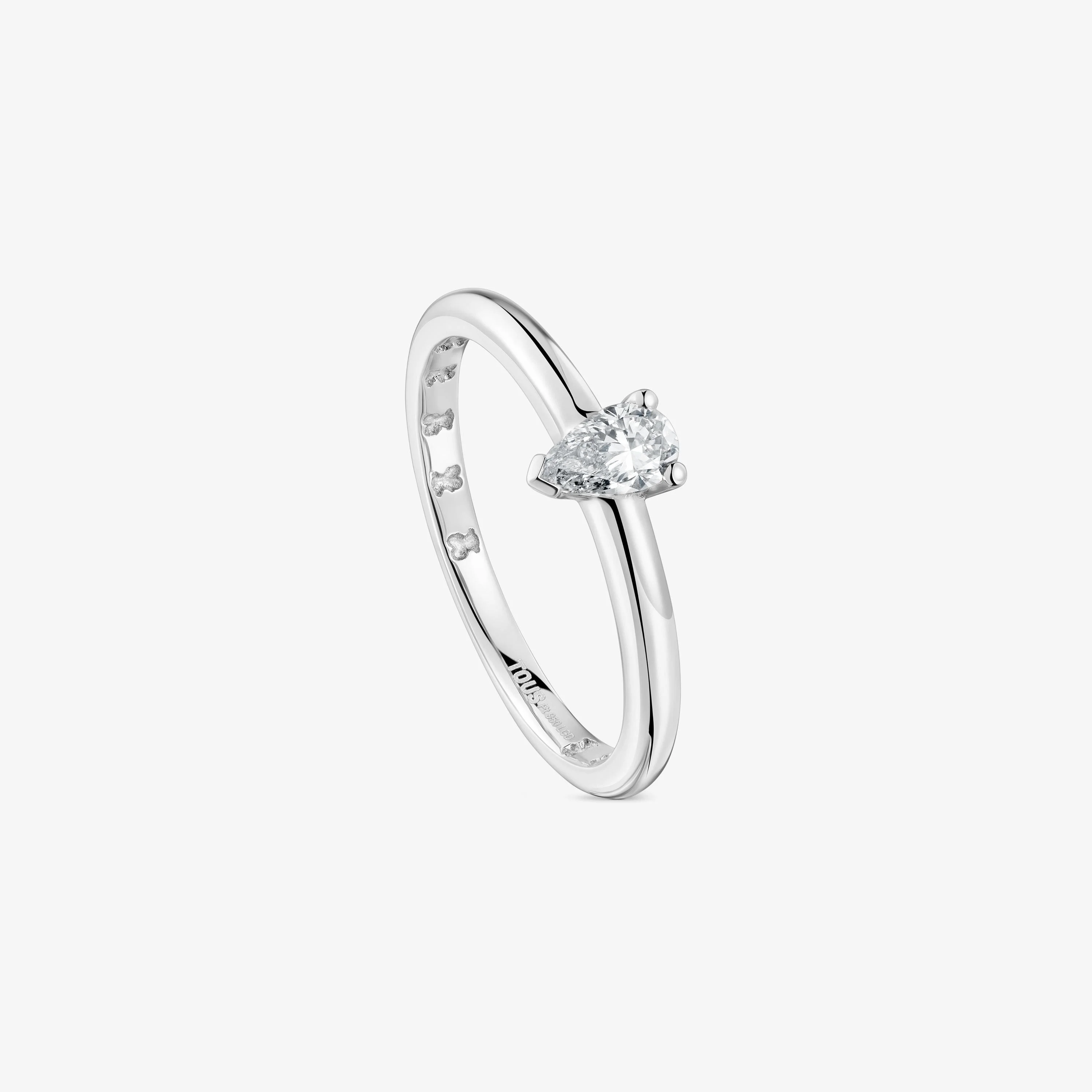 Platinum solitaire Ring with pear-cut, lab-grown diamond Les Classiques LGD - 1