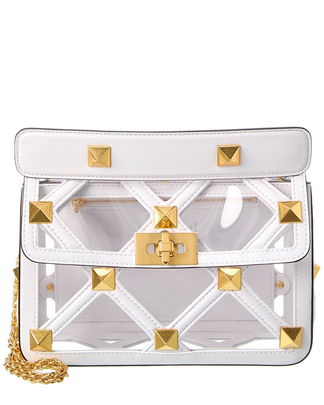 Valentino Roman Stud Medium Leather & Vinyl Shoulder Bag - 1
