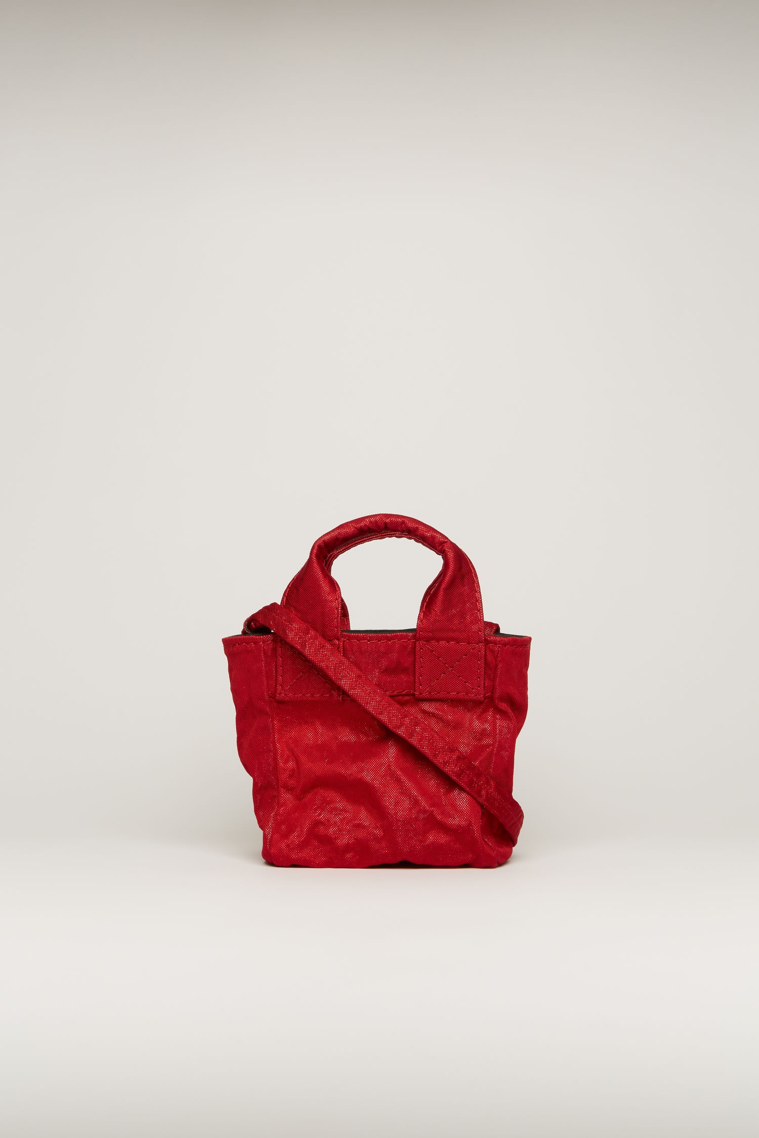 Mini crinkled tote bag dark red - 4