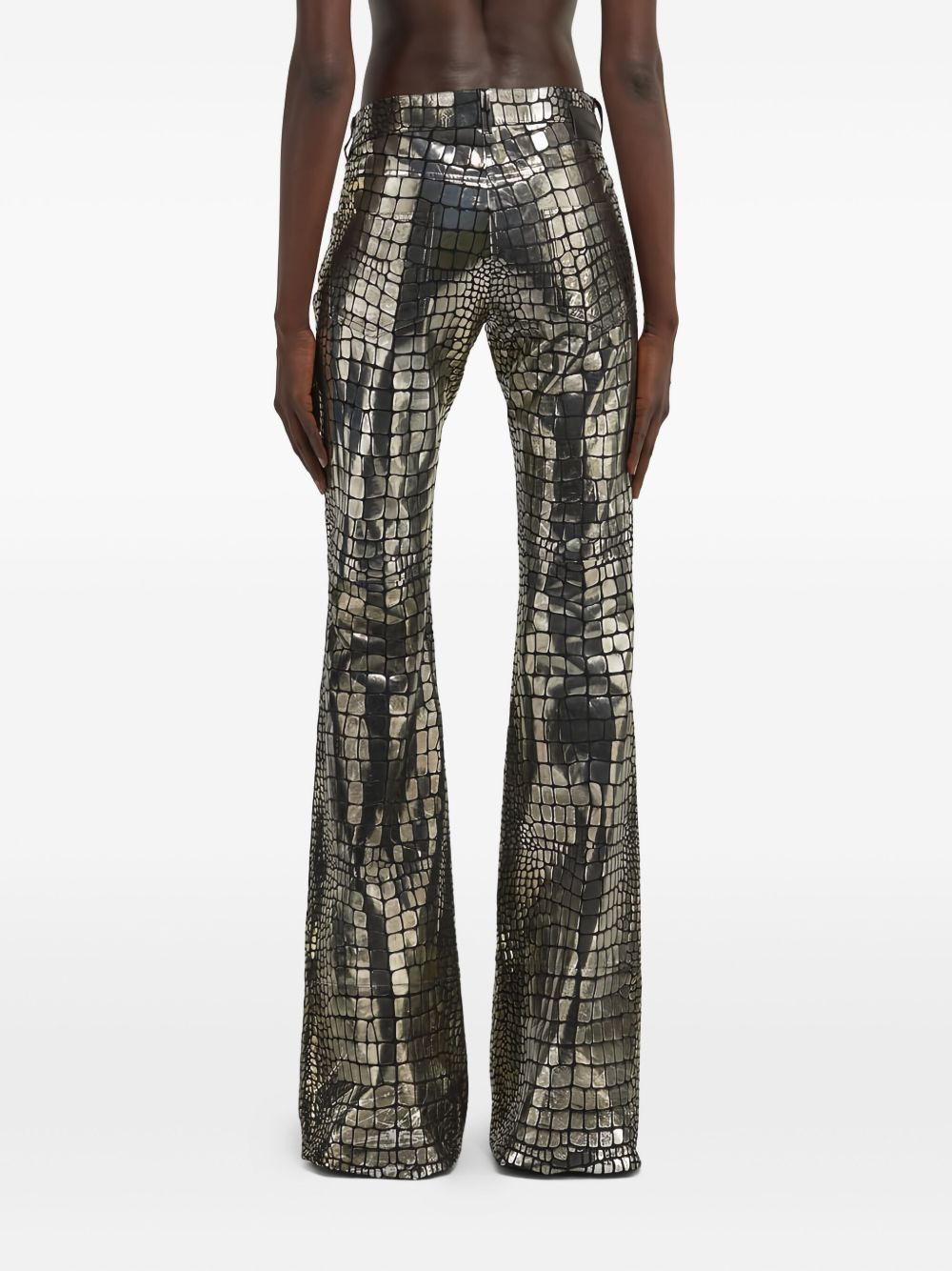 crocodile-effect leather trousers - 4