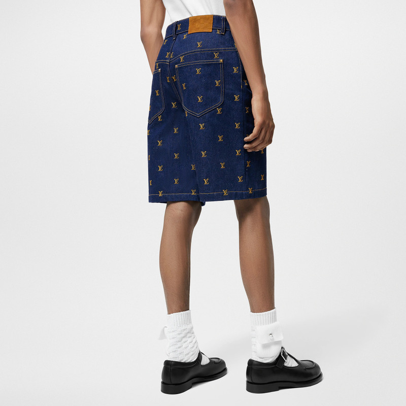 Embroidered Signature Denim Shorts 5
