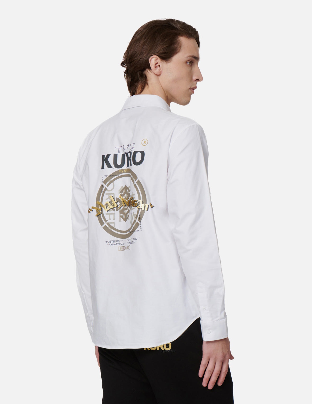 Kamon and Graffiti Print Oxford Shirt - 7
