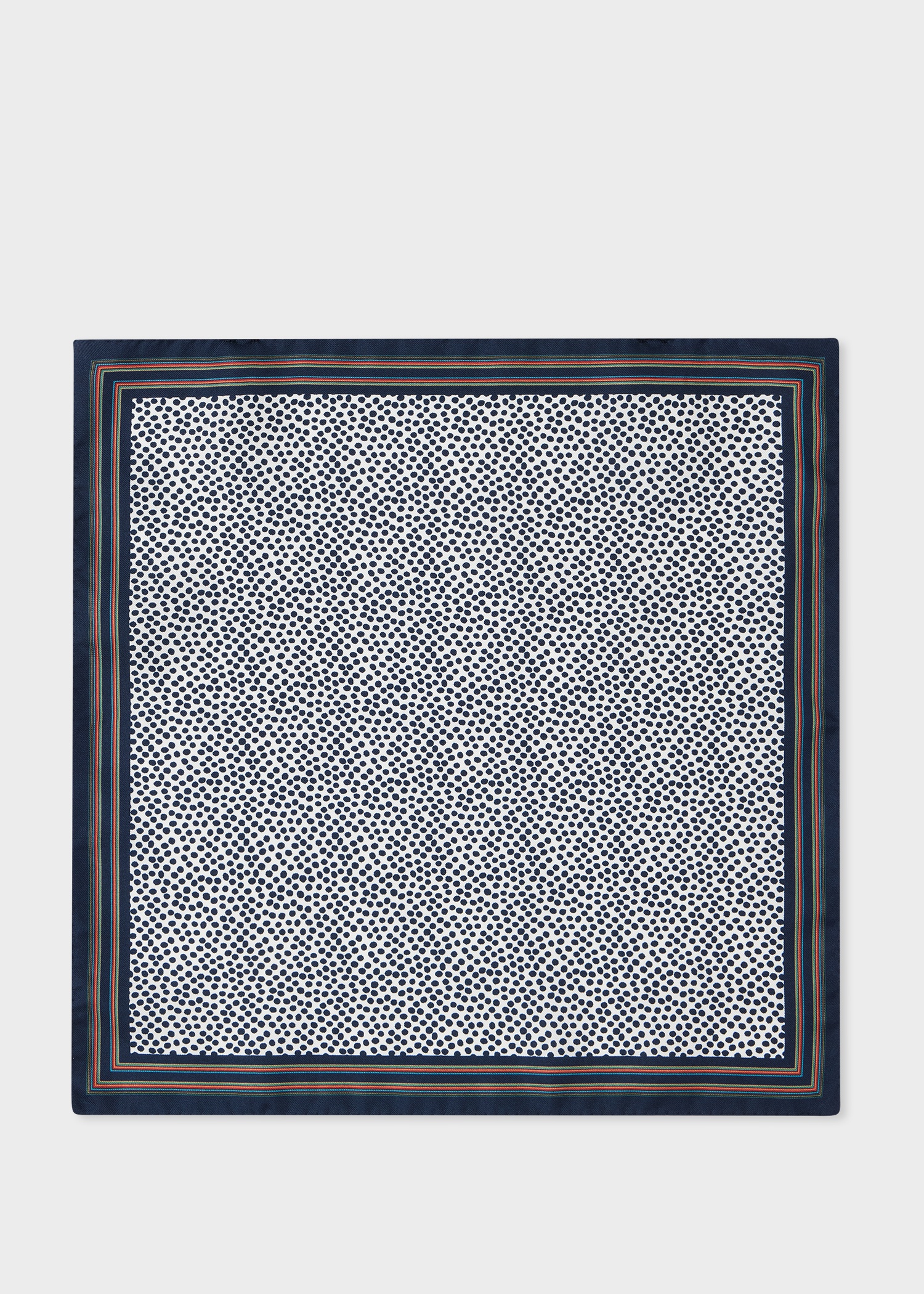 White Polka Dot and 'Signature Stripe' Trim Pocket Square - 1