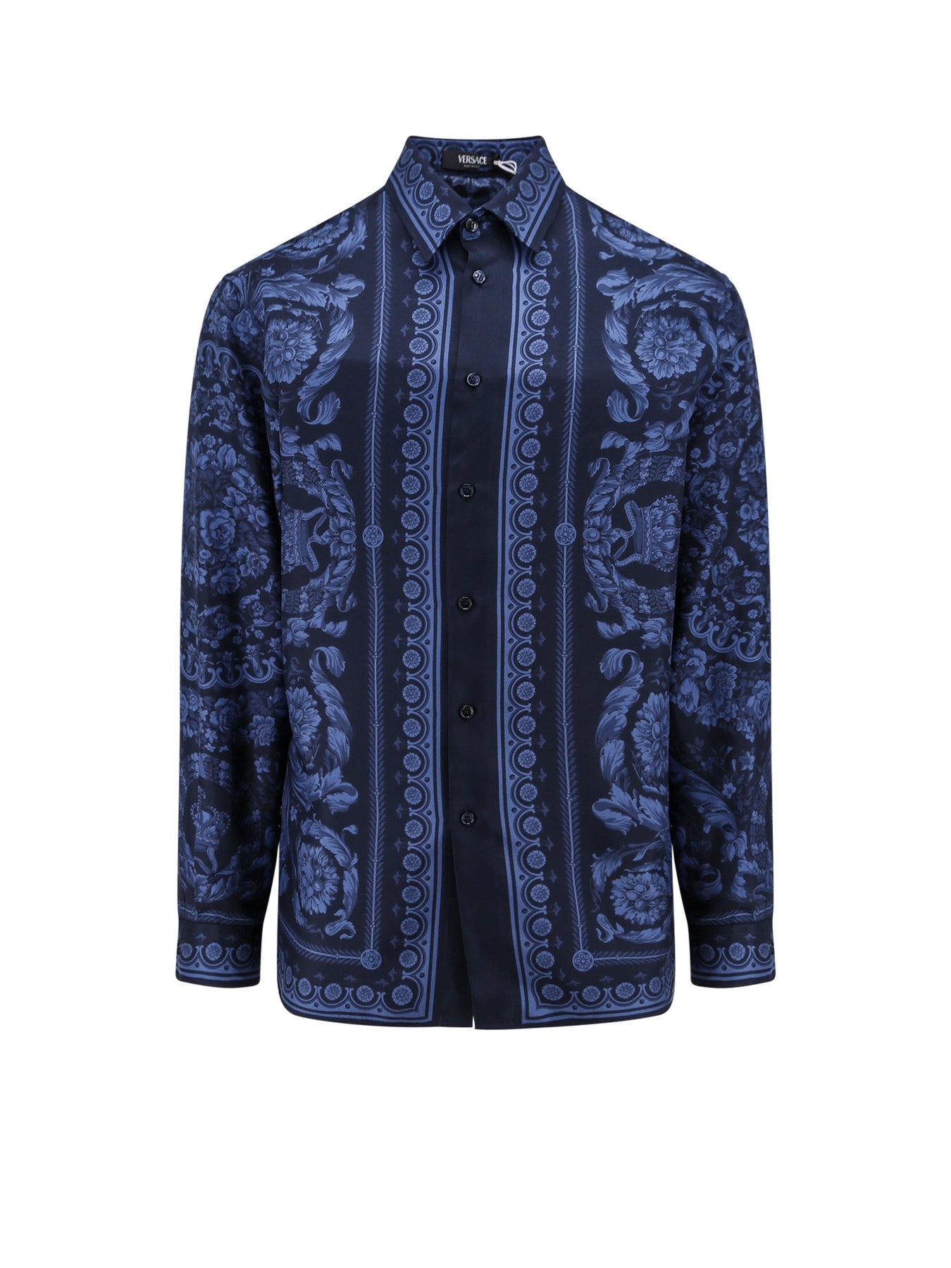 Informal silk shirt with Baroque print - 1