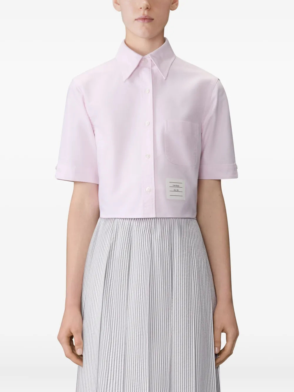 Oxford Cropped Short Sleeve Shirt Women - 3