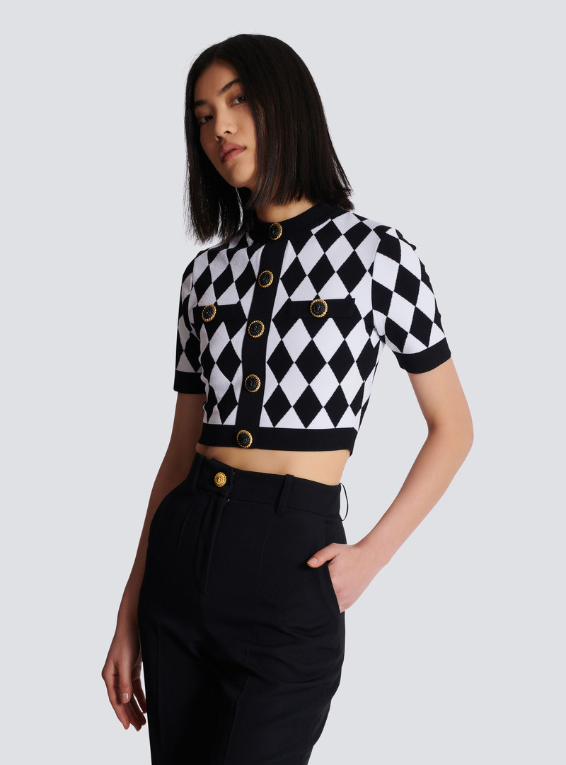 Diamond jacquard knit top 6