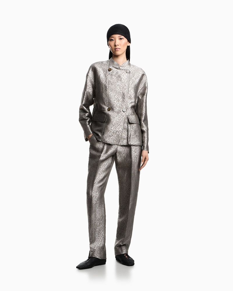 CAMOUFLAGE JACQUARD LINEN-BLEND JACKET WITH DRAWSTRING 2