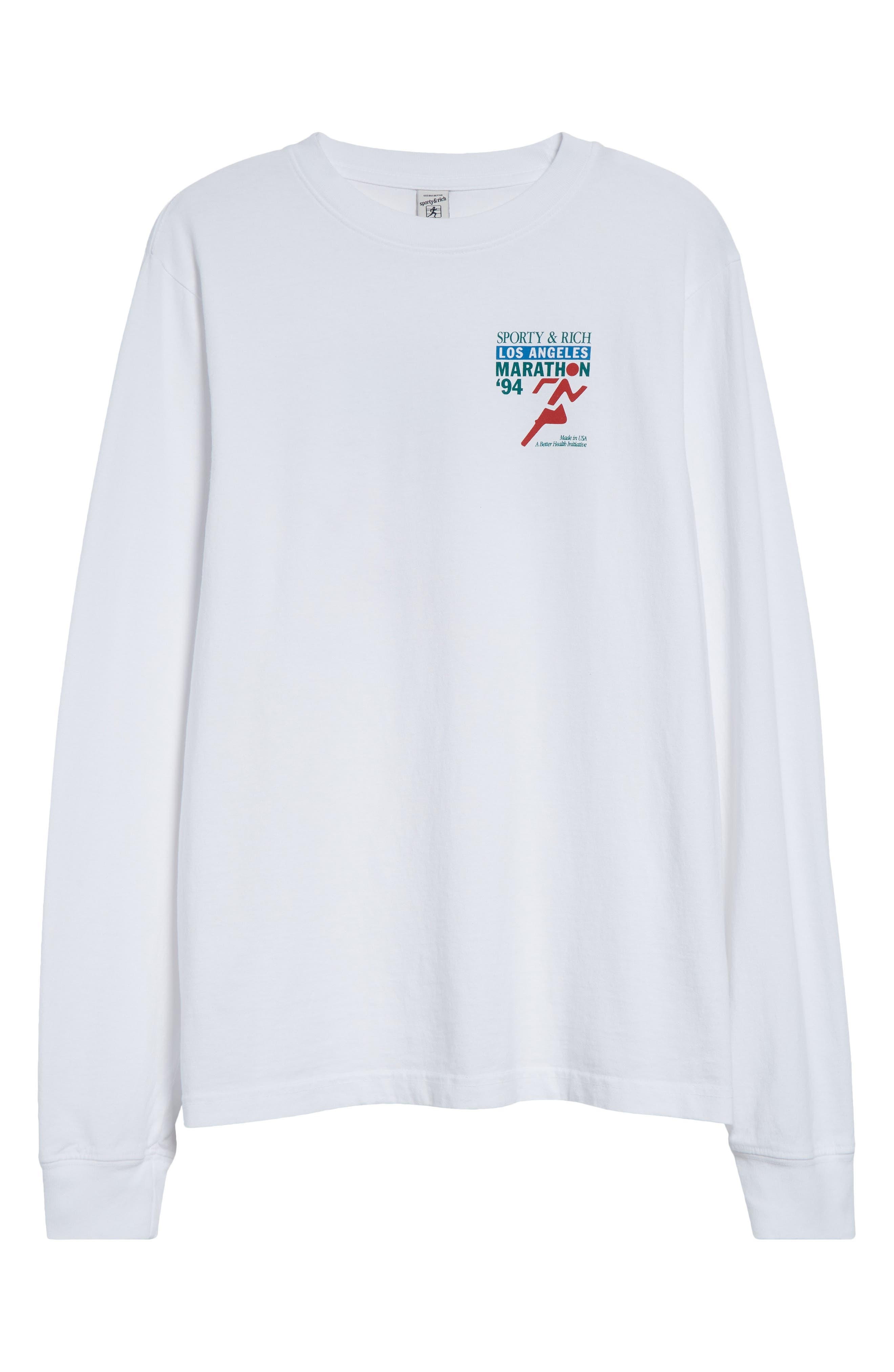 Sporty & Rich LA Marathon Long Sleeve Cotton T-Shirt in White at Nordstrom - 6