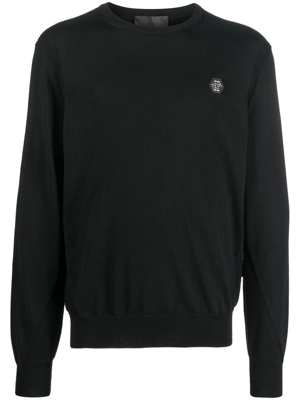 logo patch merino wool jumper - 1