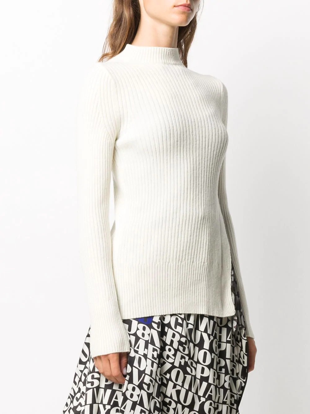 godet-insert ribbed sweater - 3