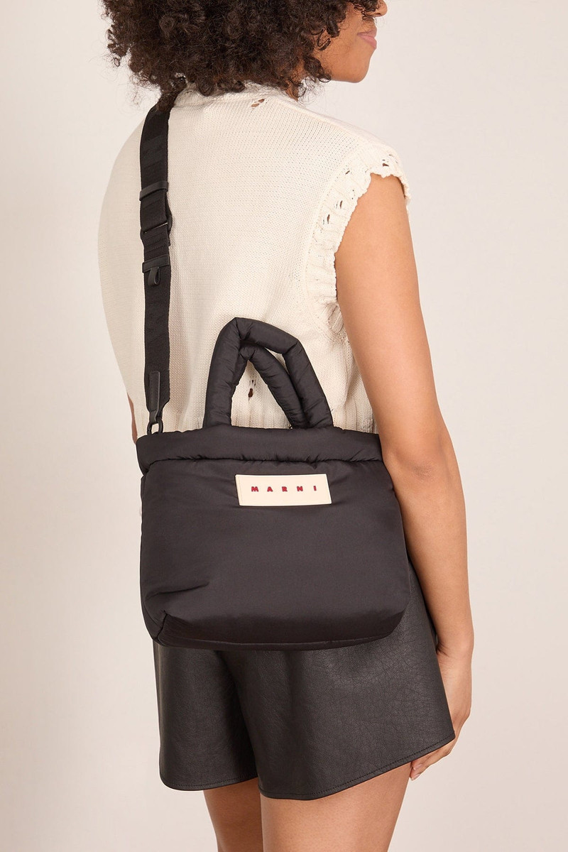 Nylon Puff Small Tote Bag in Black 3