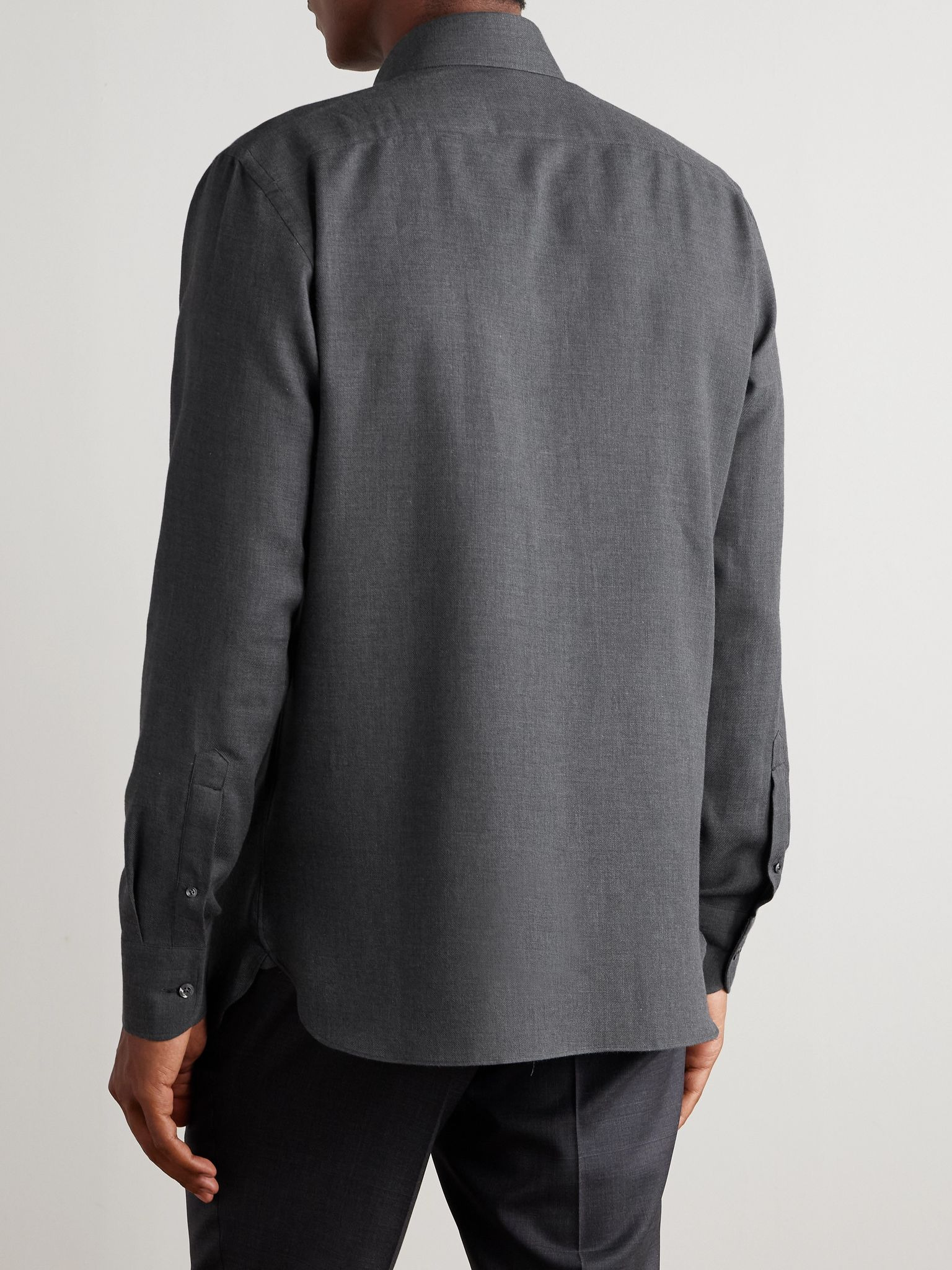 Cotton and Cashmere-Blend Shirt Gray - 4