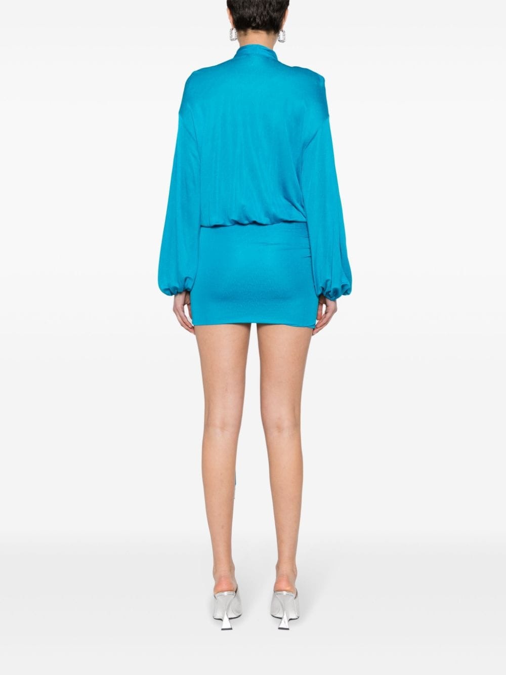draped V-neck mini dress - 7