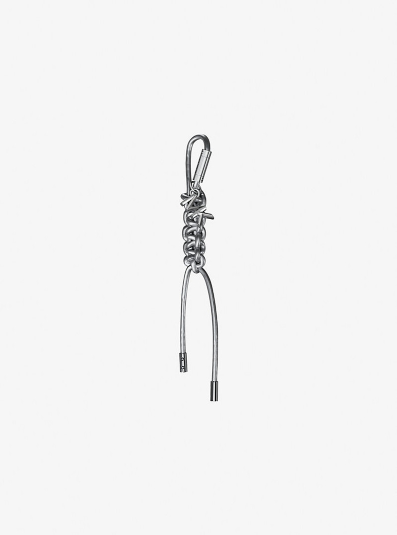 MICHAEL KORS Silver-Tone and Metallic Braided Cord Bag Charm outlook