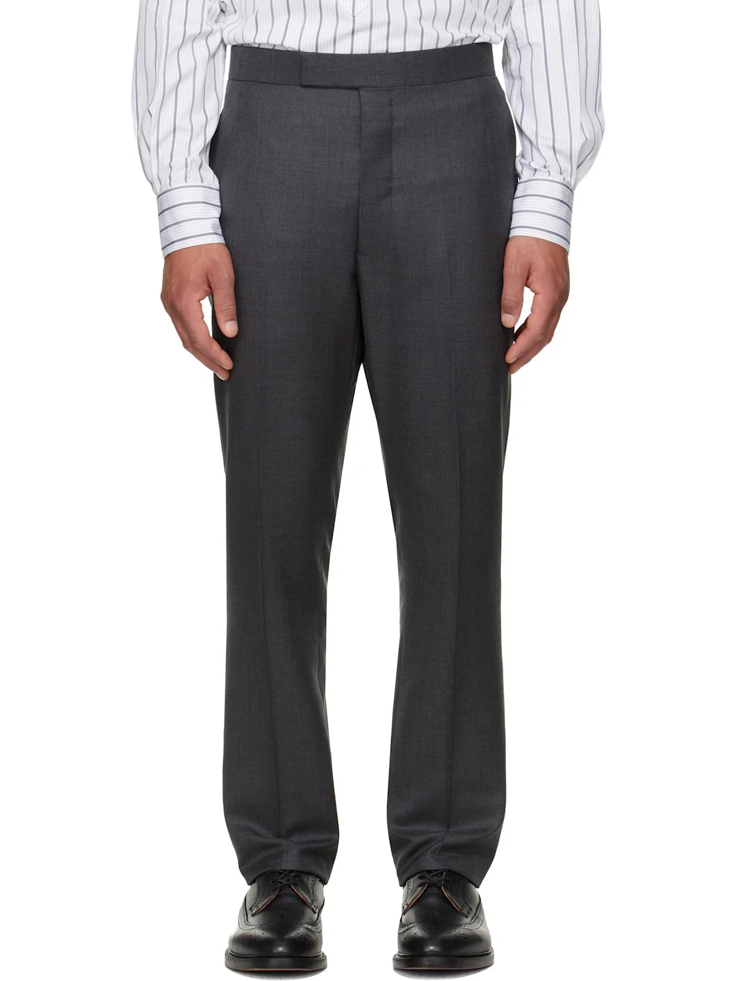 Gray Classic Twill Backstrap Trousers - 1
