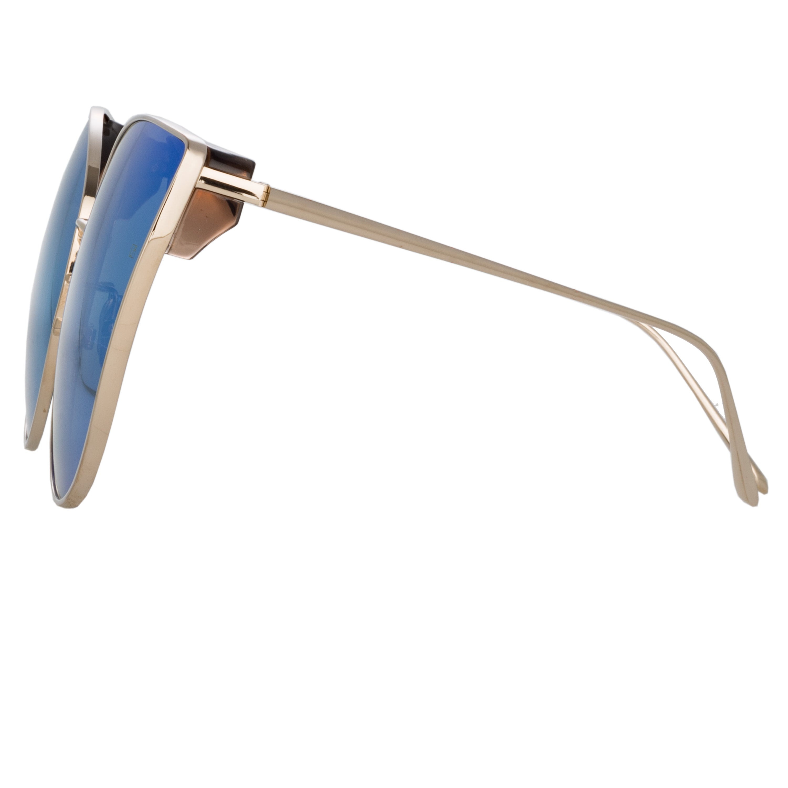 FLYER CAT EYE SUNGLASSES IN LIGHT GOLD AND BLUE - 3