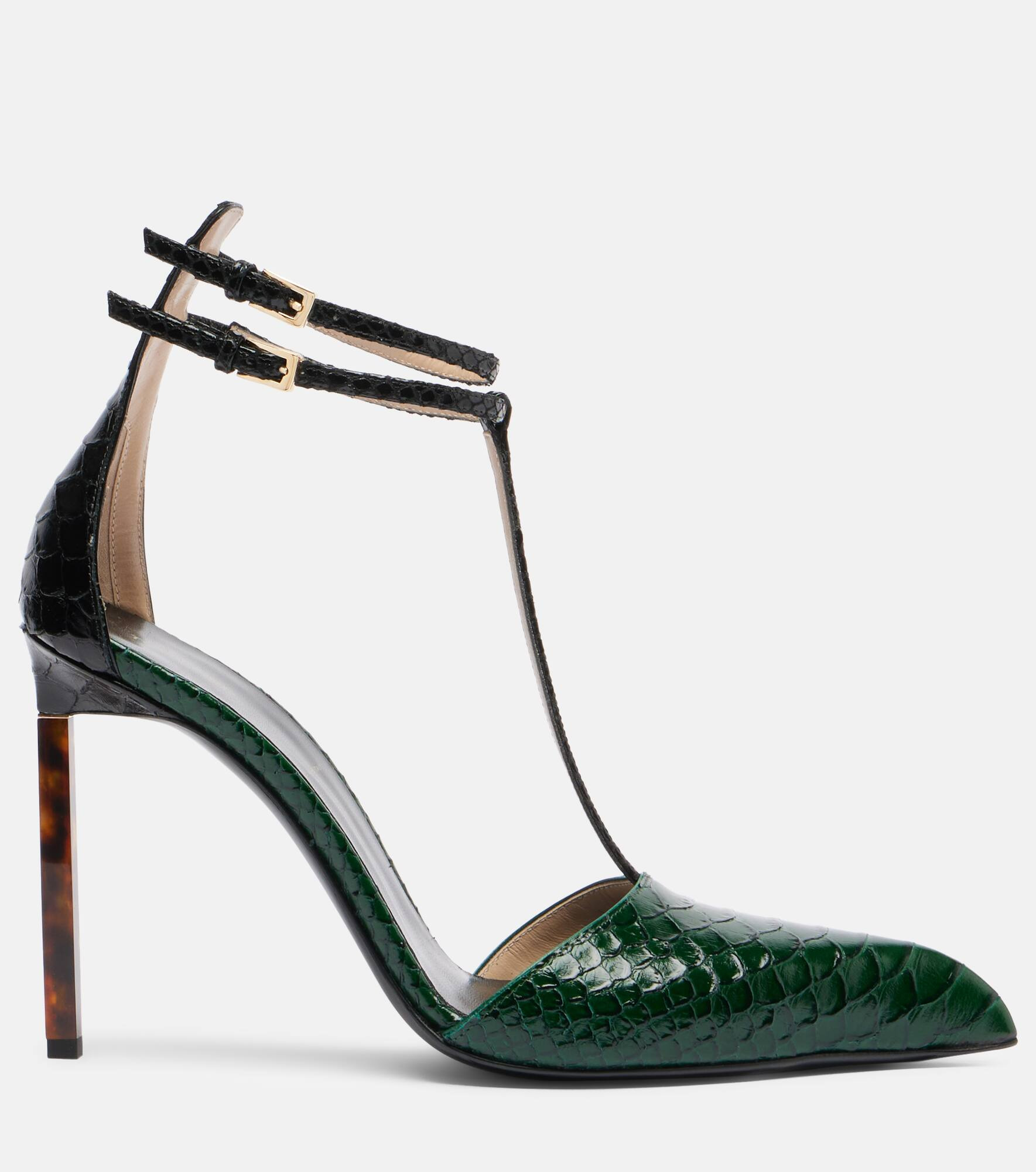Snake-effect leather pumps - 4