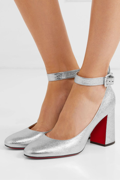 Christian Louboutin Soval 85 metallic textured-leather pumps outlook