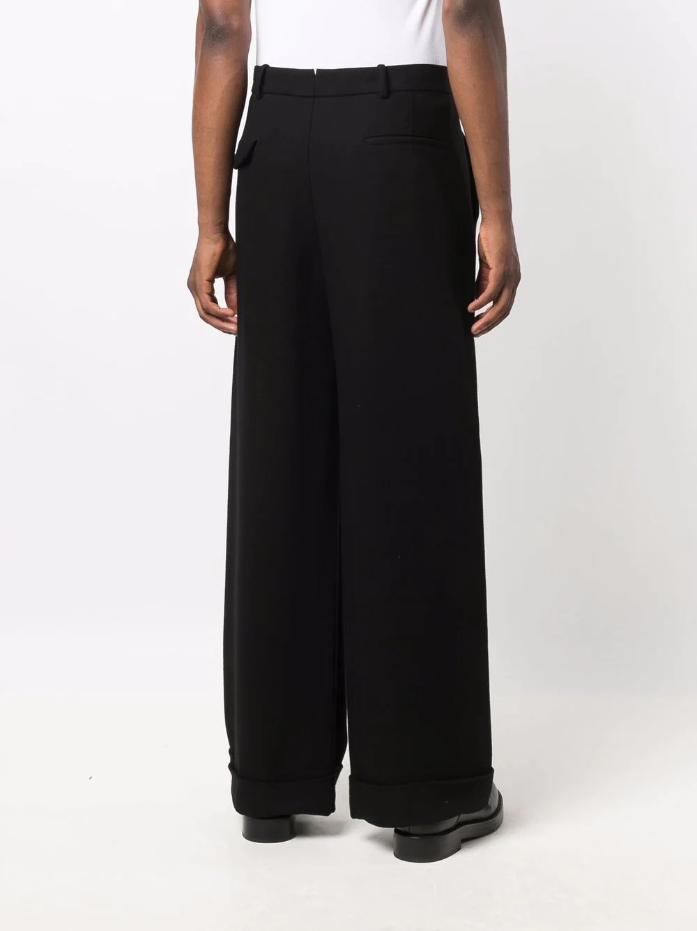 crepe-texture wide-leg trousers - 4