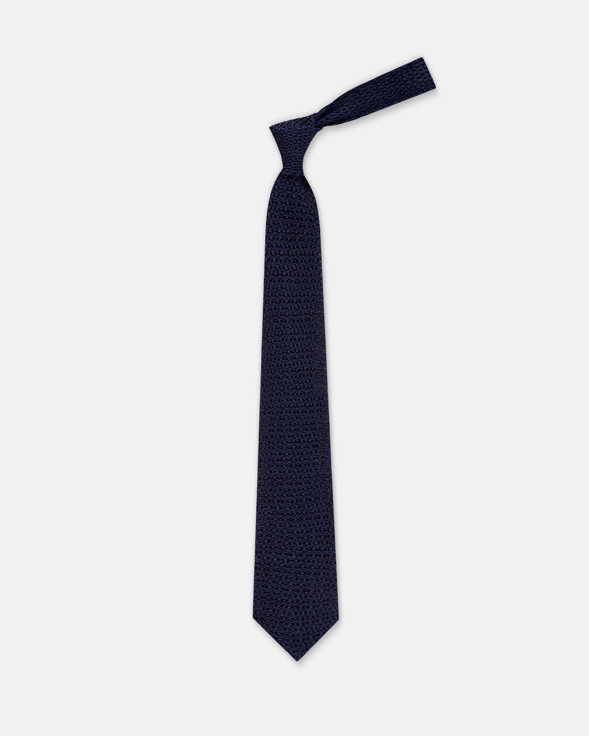 MADE-IN-ITALY NAVY POINTED END SILK KNIT TIE - 1