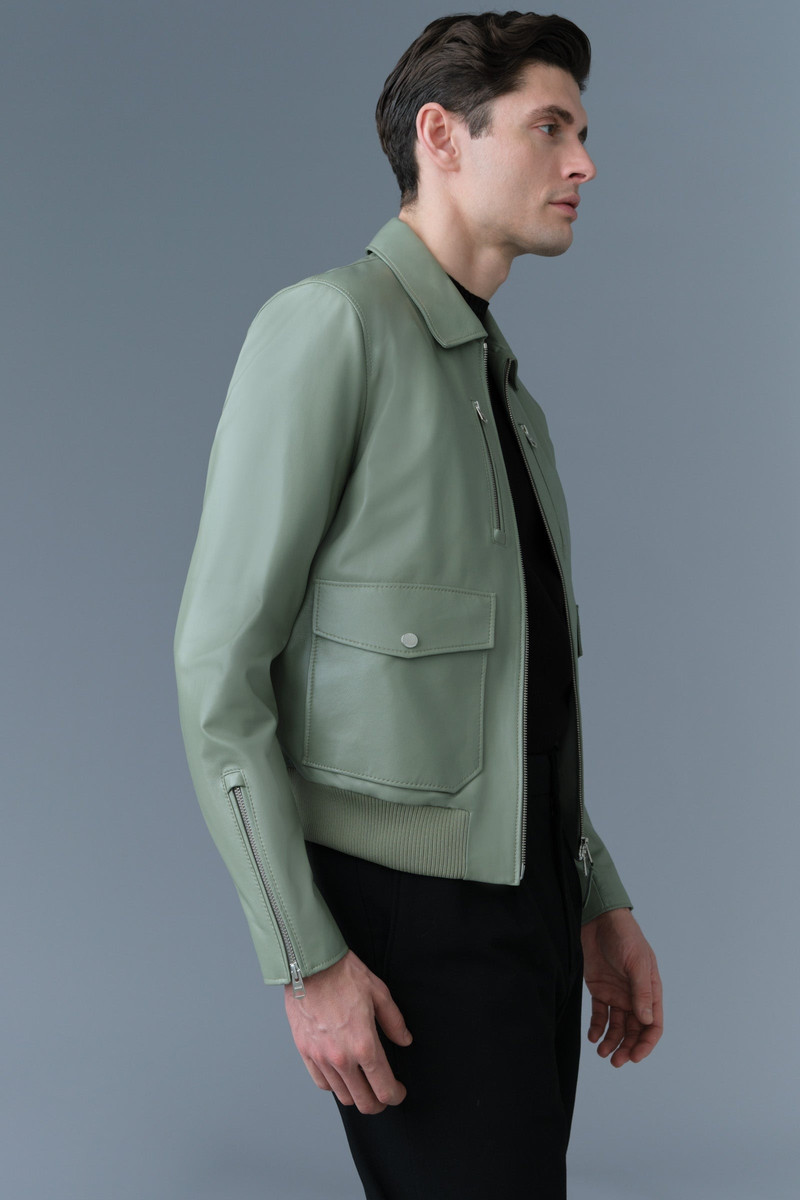 CHANCE Spread Collar Leather Jacket 5