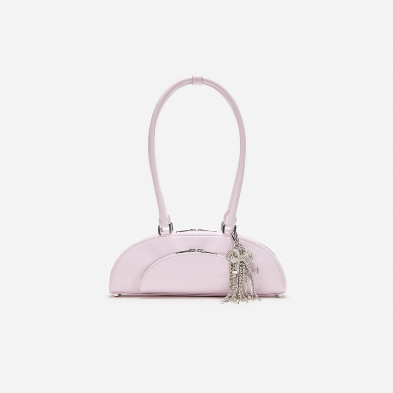 Lilac Leather Curved Charm Shoulder Bag 1