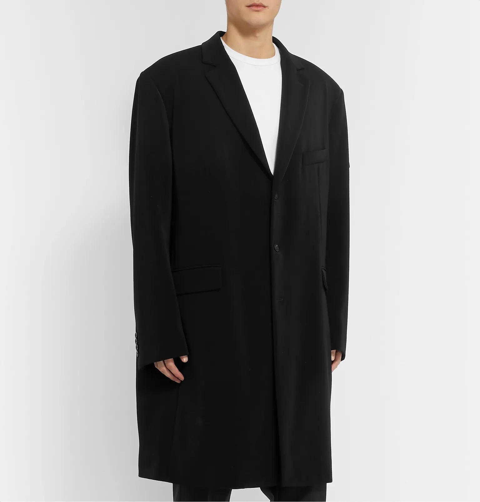 Oversized Logo-Appliquéd Crepe Coat - 4