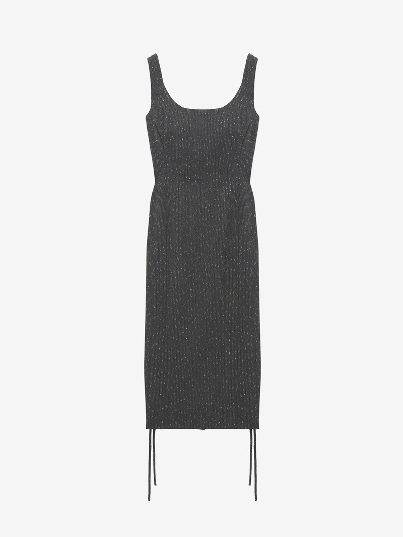 Alexander McQueen Corset Lace Flecked Pinstripe Pencil Dress outlook