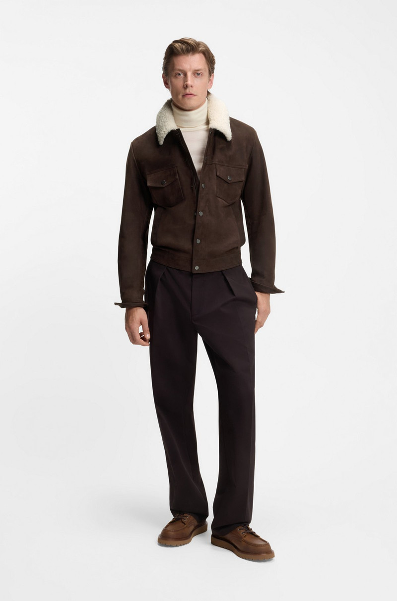 BOSS BECKHAM X BOSS LEATHER JACKET WITH FUR COLLAR outlook