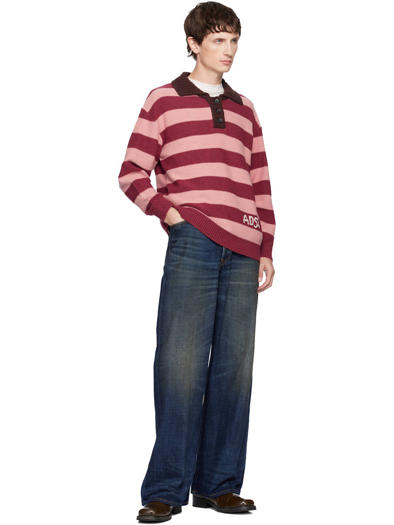 Andersson Bell Pink Loose-Fit Stripe Collar Polo outlook