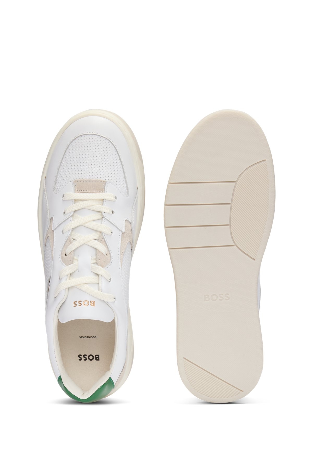 MIXED-LEATHER TRAINERS WITH LAYERED UPPER - 4