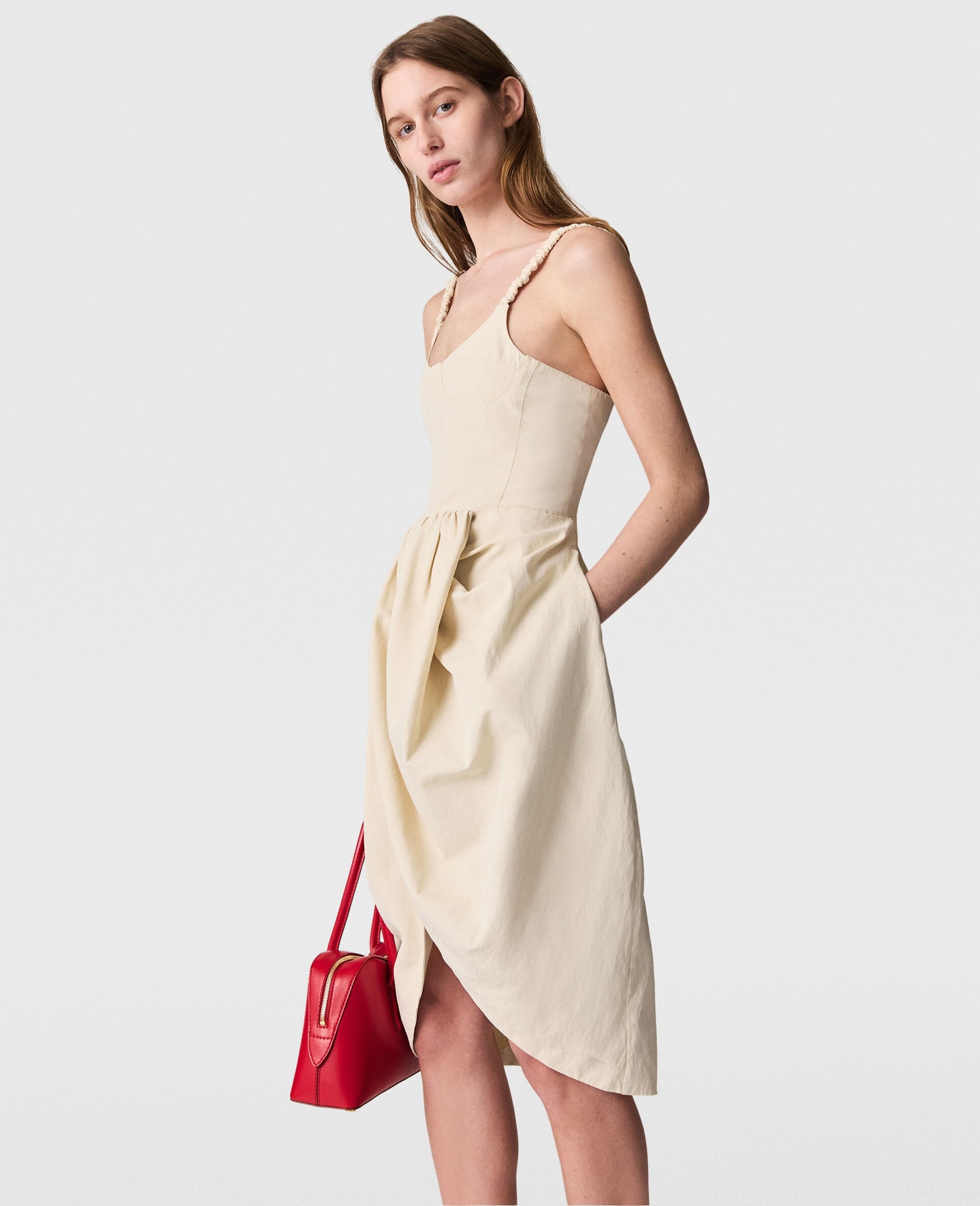 Ruched Strap Pleated Skirt Midi Dress - 3