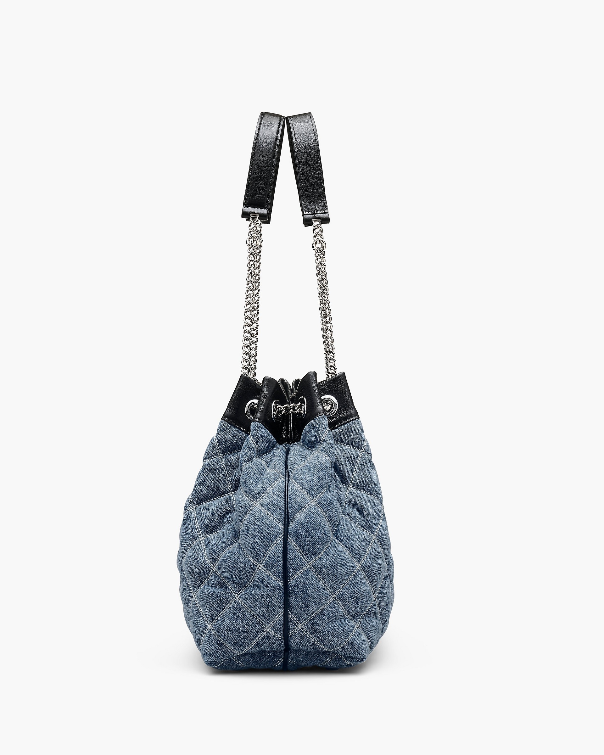 THE QUILTED DENIM LARGE CHAIN SACK BAG - 5