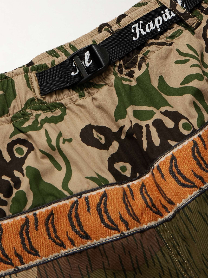 Straight-Leg Belted Patchwork Cotton-Twill and Jacquard Shorts 3