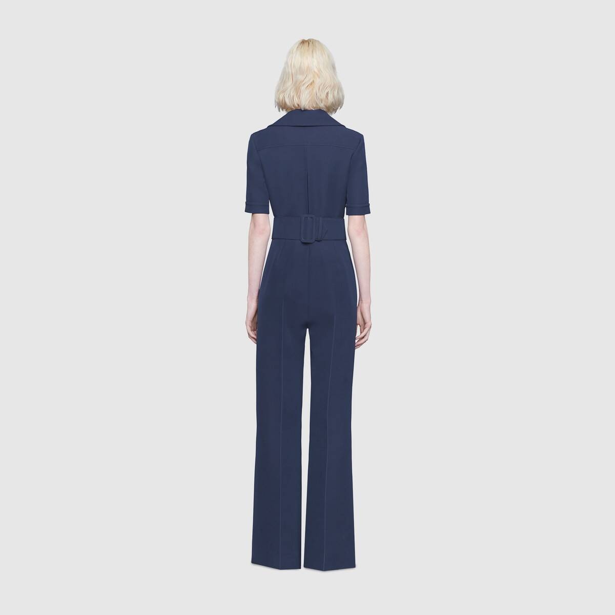 Wool silk belted jumpsuit - 4