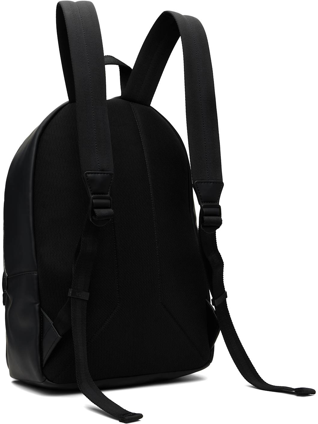 Black Structured Signature Trims Backpack - 3