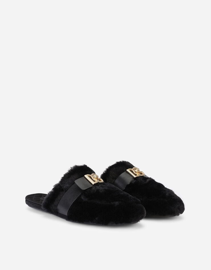 Faux fur slippers with DG logo - 2