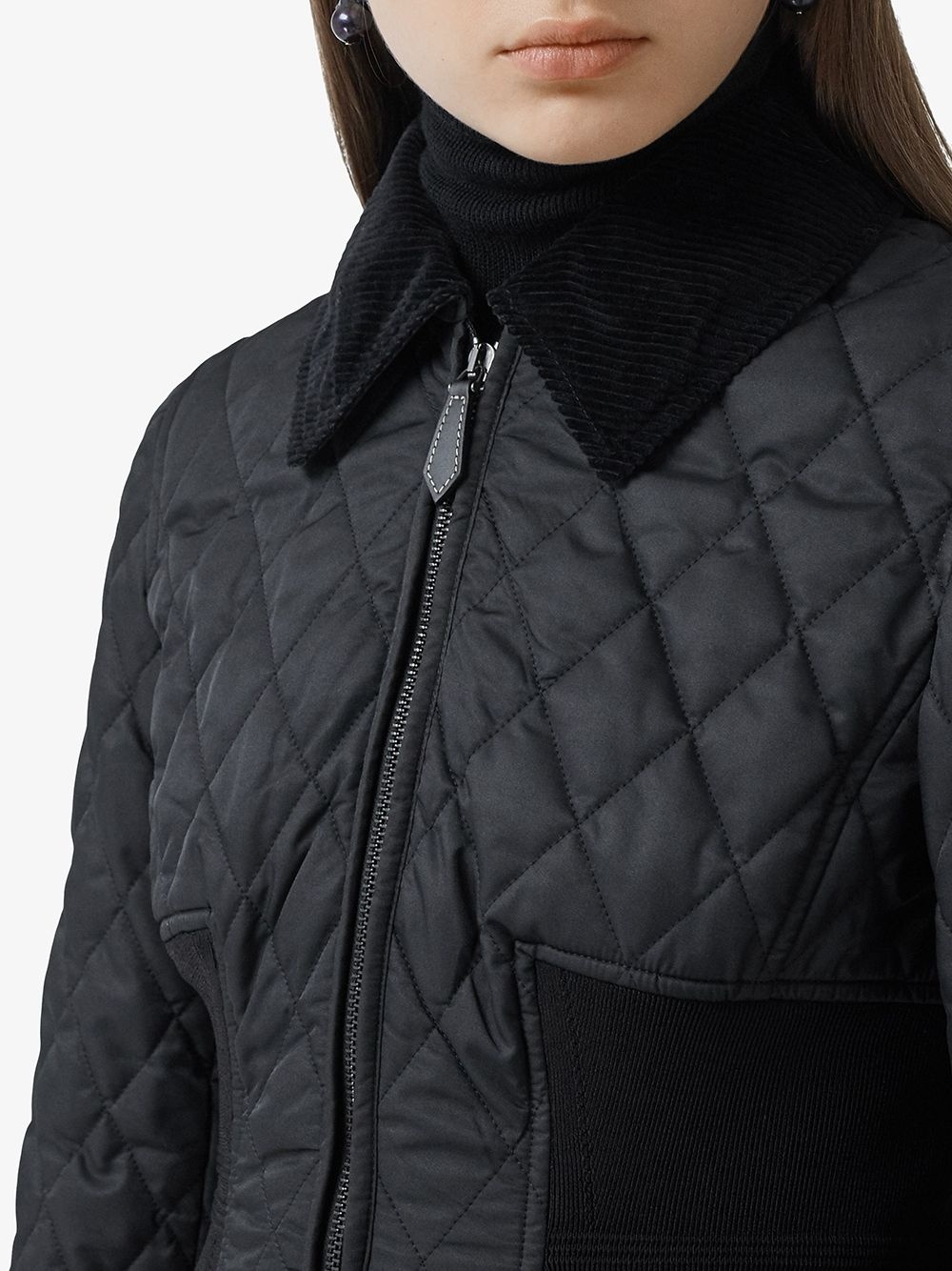 diamond quilted fitted jacket - 5