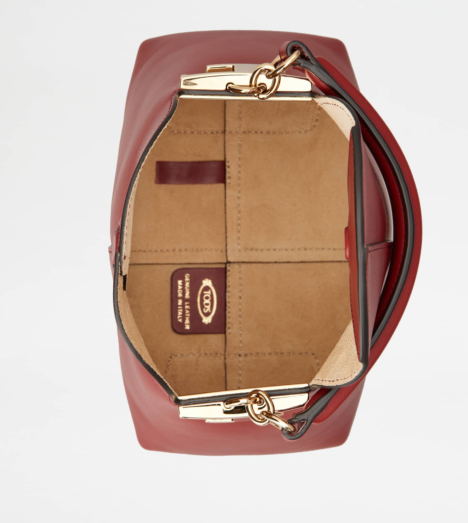 TOD'S T CASE TOTE MESSENGER BAG IN LEATHER MICRO - BURGUNDY - 4