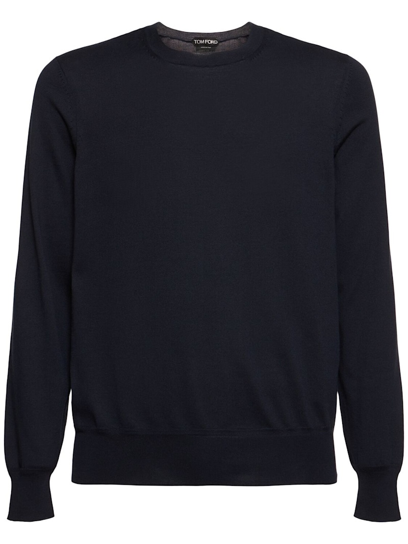 Pure cotton l/s crewneck knit sweater - 1