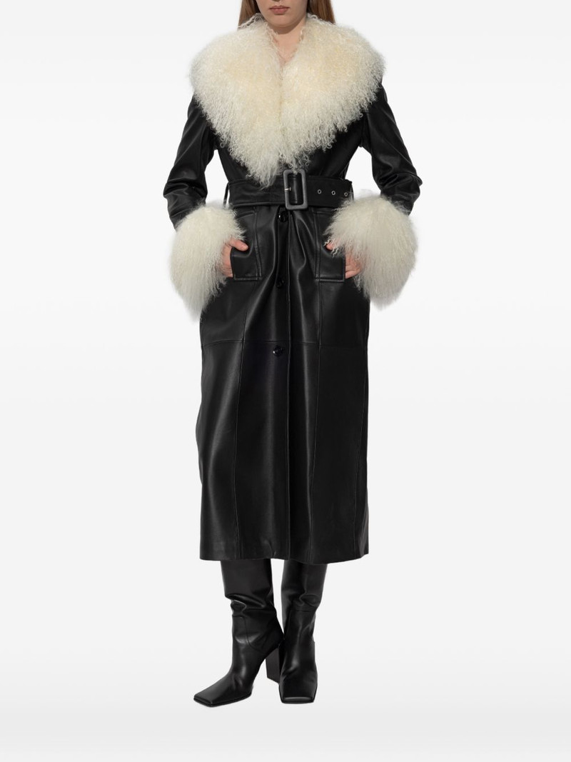 STAND STUDIO Monica fur-trim belted coat outlook
