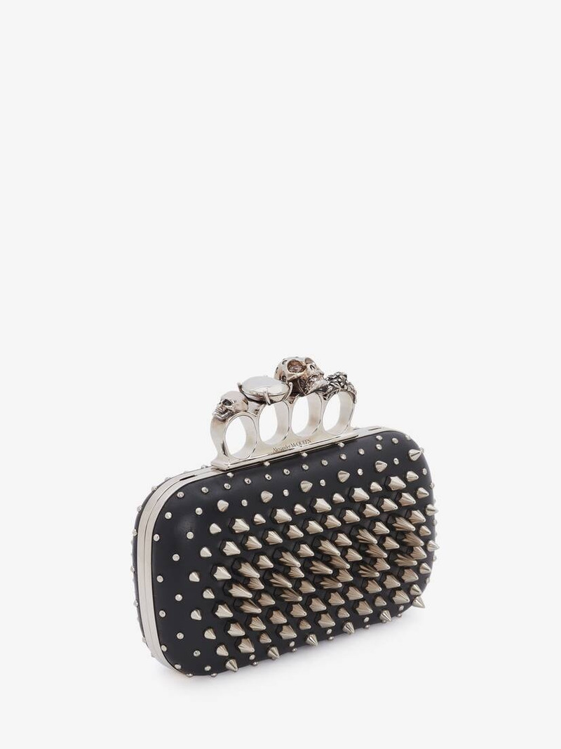 Alexander McQueen Women's Skull Four Ring Clutch in Black outlook