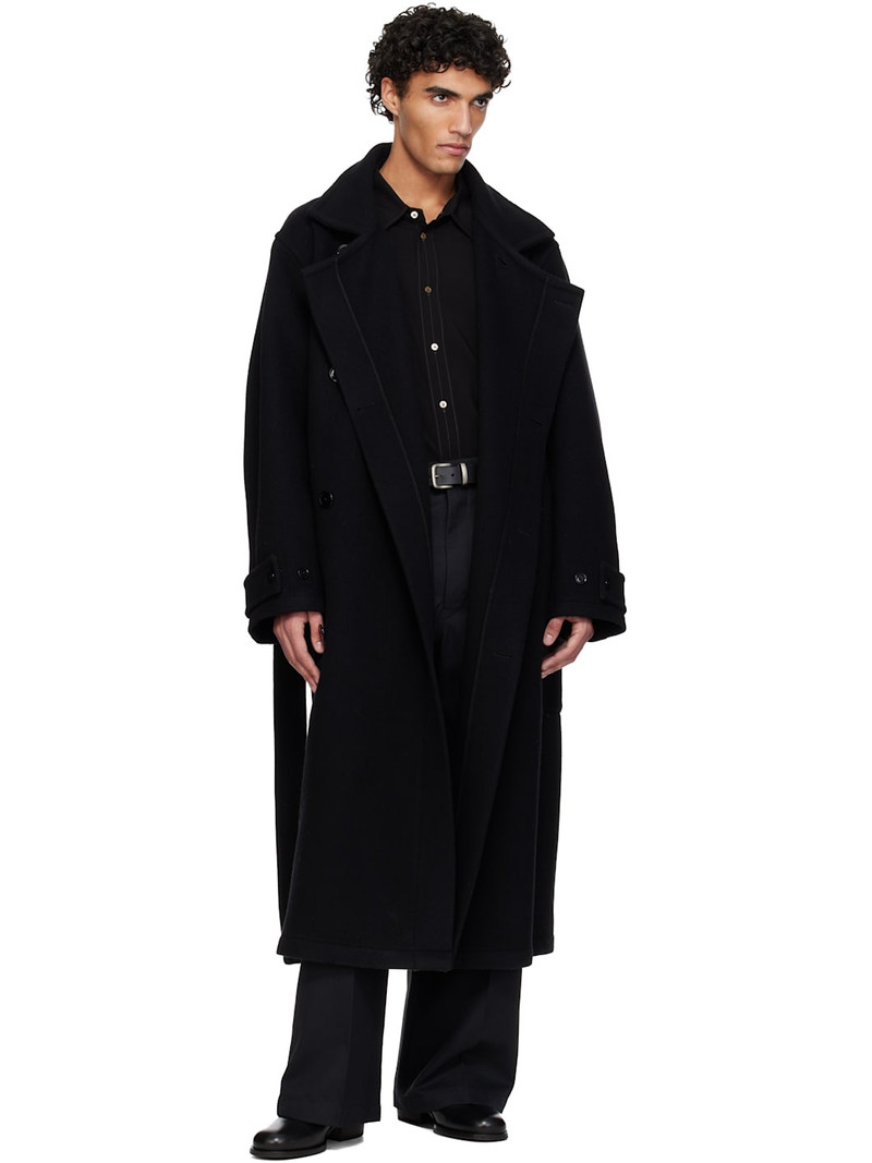 SOLID HOMME Black Leather Western Belt outlook