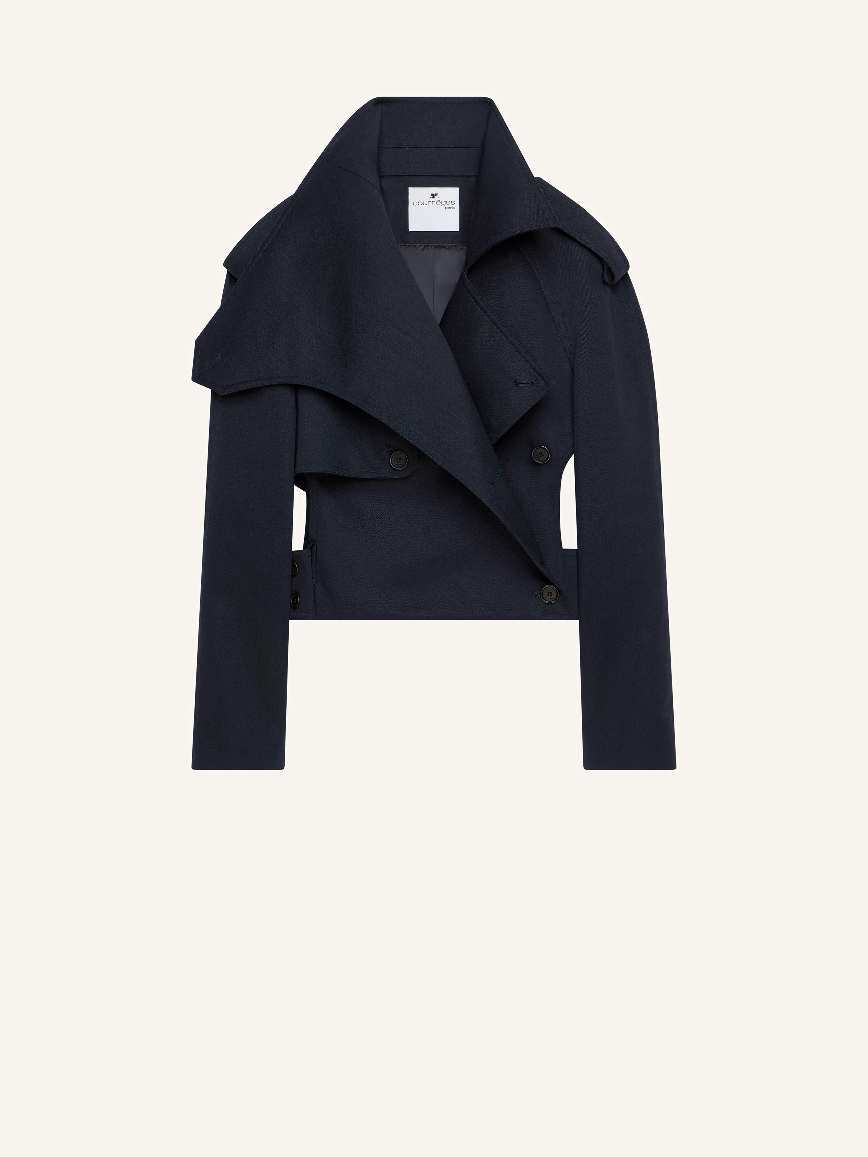SHORT OBLIQUE TRENCH COAT - 1