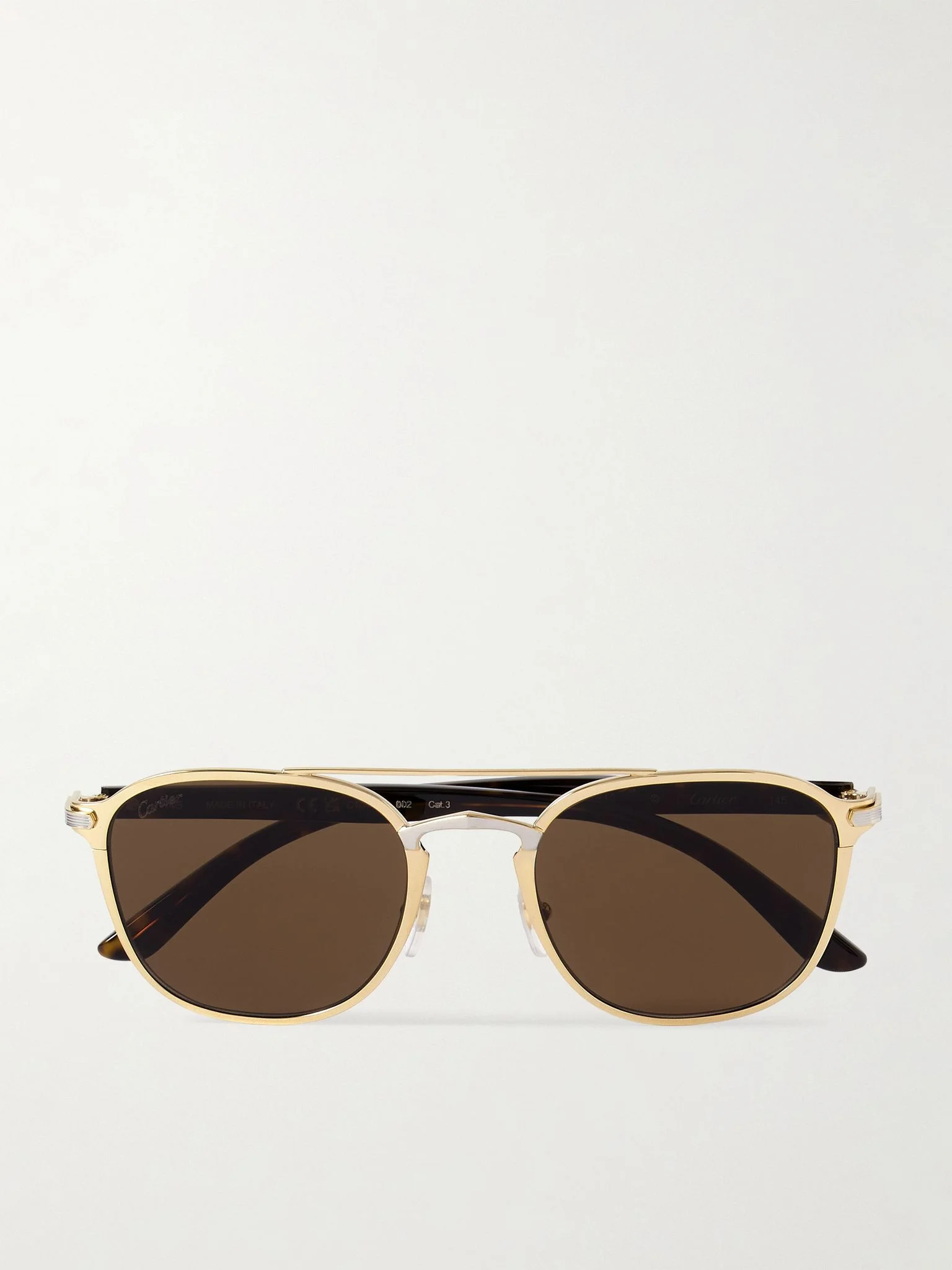 Double-Bridge Aviator-Style Gold- and Silver-Tone and Tortoiseshell Acetate Sunglasses Multi - 1