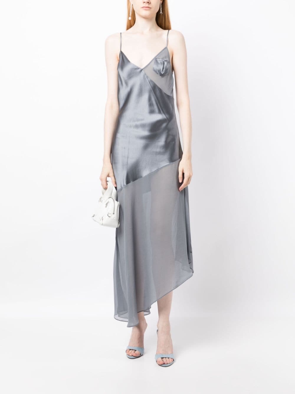 asymmetric satin-finish slip dress - 2