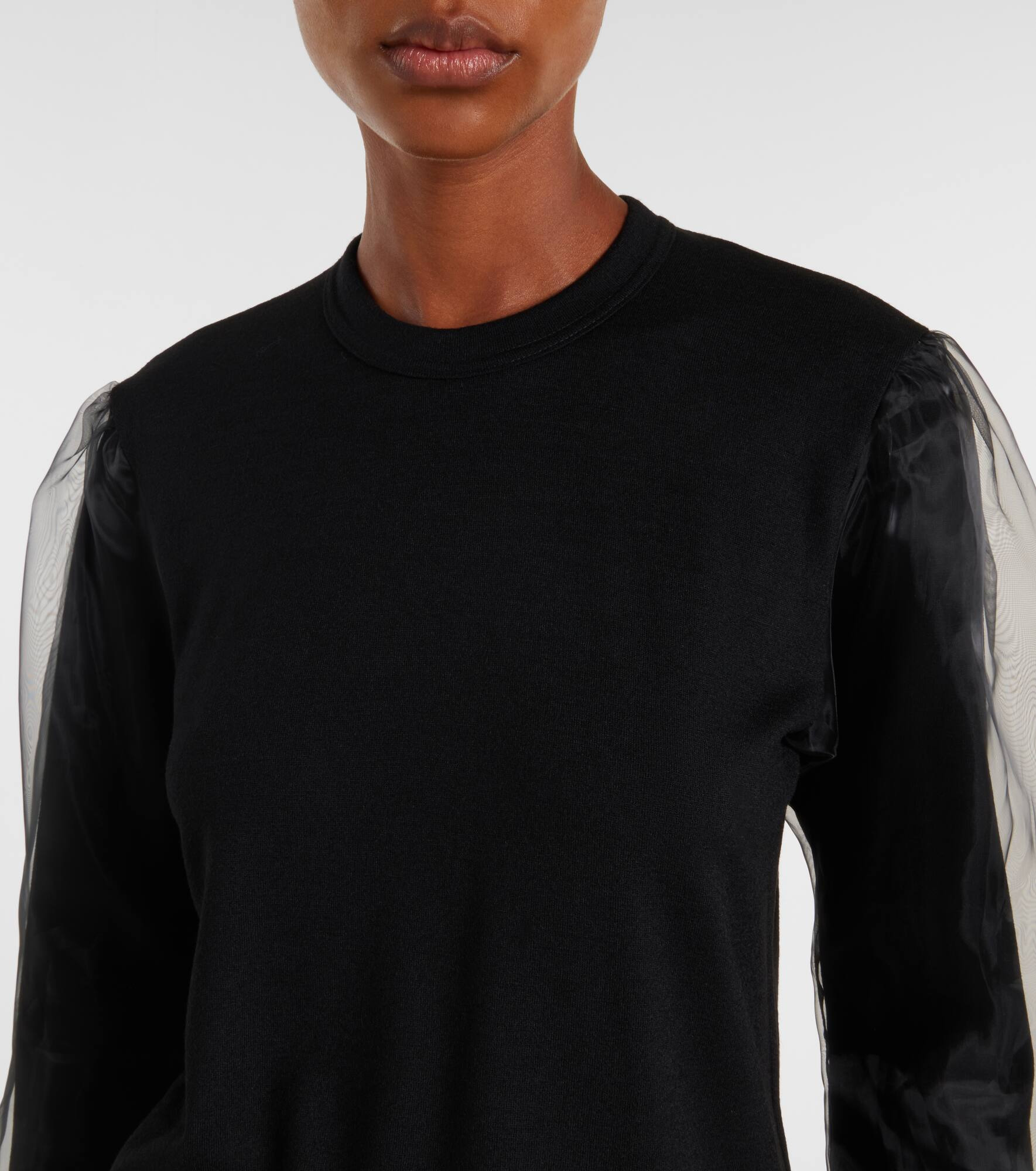 Tulle-trimmed wool sweater - 4